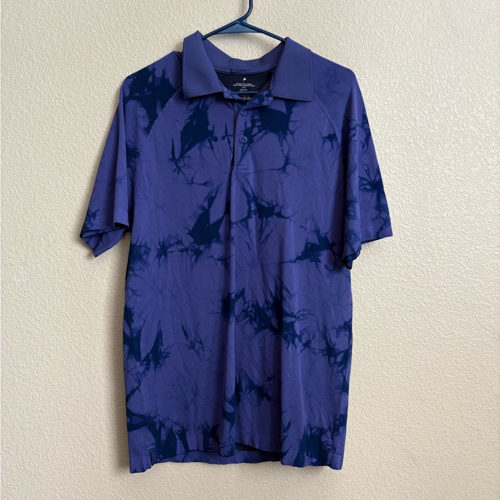 Fabletics Men's Blue Tie-Dye Polo Shirt